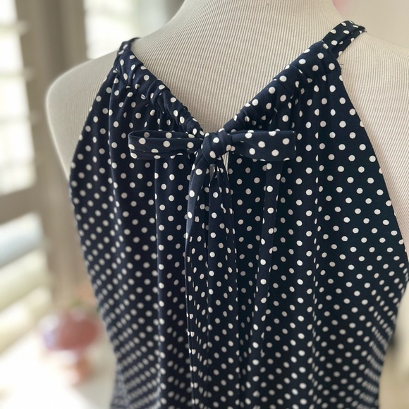 Navy Polka Dot Sleeveless Dress 10 - Picture 6 of 11
